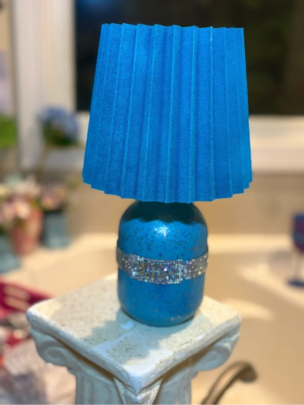 Coral peach Decorative Table Lamp Base with rhinestone Crystal Accents-
